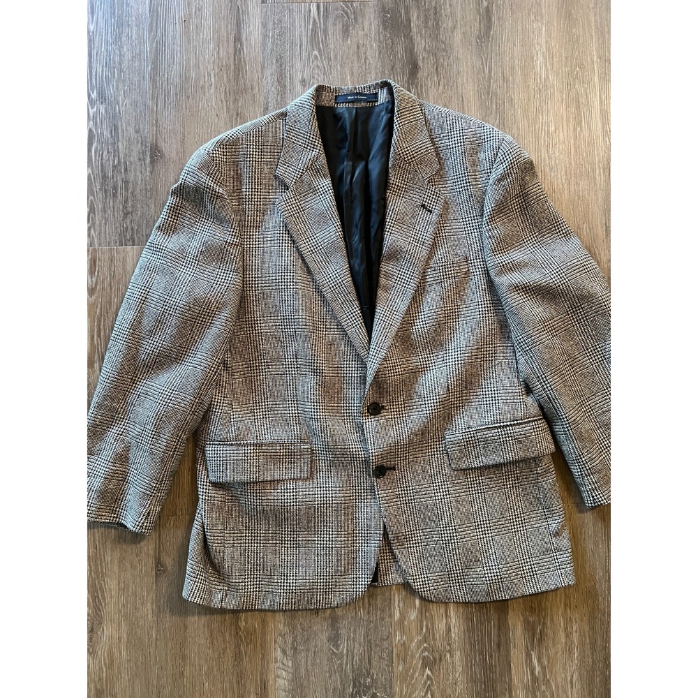 Chaps Ralph Lauren Classic Plaid Blazer 42S Wool Silk Sport Coat Made in Canada